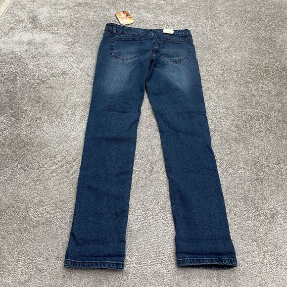 American Quality High Rise Denim Jeans Juniors 13 Dark Blue Distressed 30x30 NWT - Picture 2 of 15